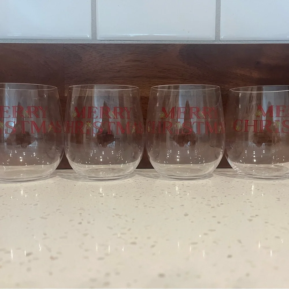 Threshold Merry Christmas Stemless Wine Glasses - Set of 4