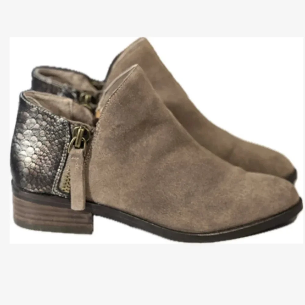 Very Volatile Suede Booties Greyson Women's 6 Brown Faux Snakeskin 1