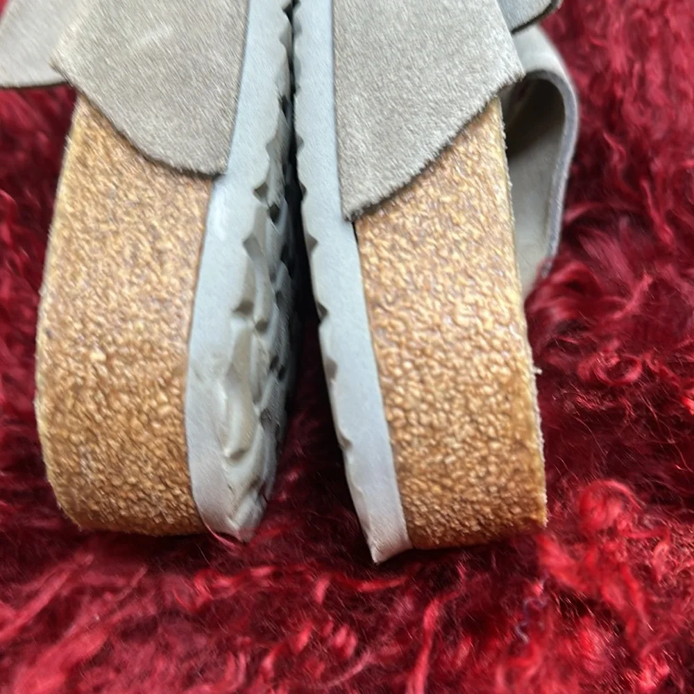 Birkenstock Gray Sandals with Adjustable Straps and Contoured Footbed