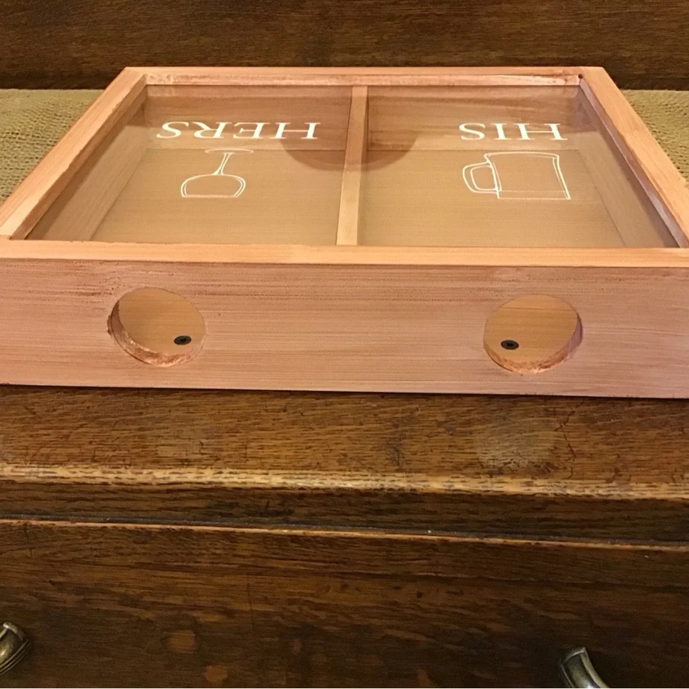 NWT His Hers Bottle Cap and Wine Cork Wooden Shadow Box