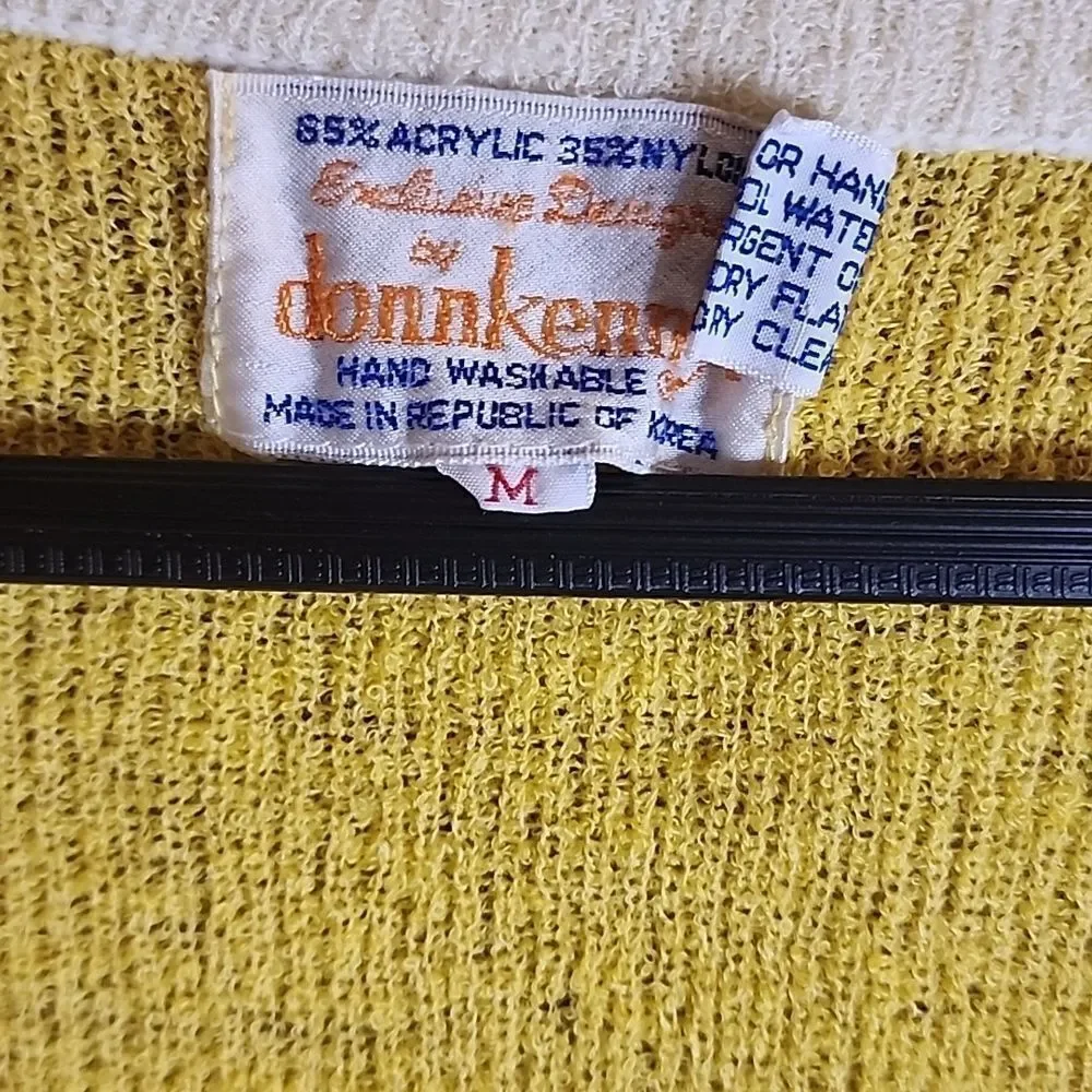 Vintage Yellow Donnkenny Button Up Sweater With Pockets Short Sleeve M