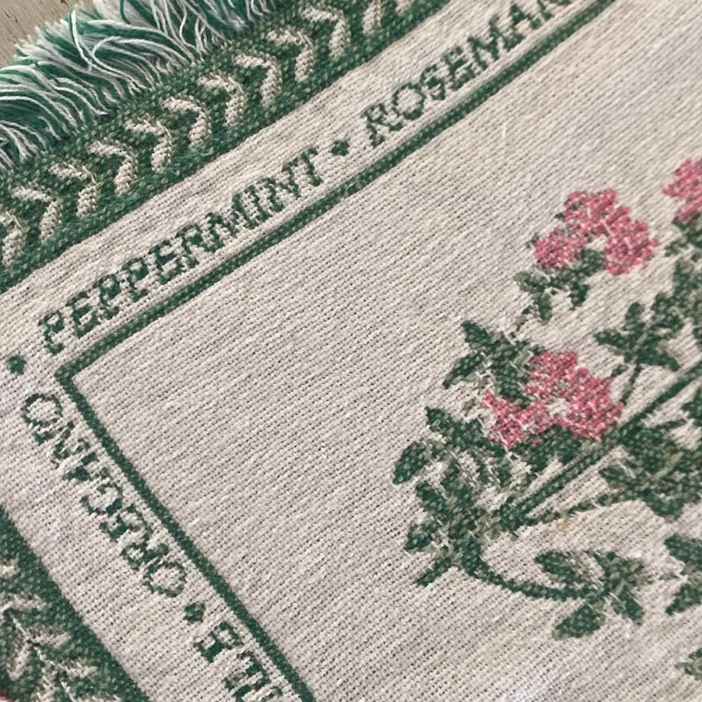 Vintage Herbal Garden Floral Fringed Placemats Set of Two