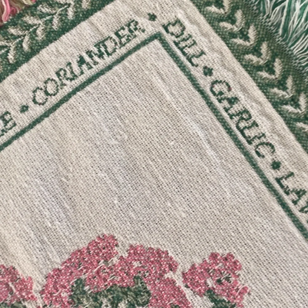 Vintage Herbal Garden Floral Fringed Placemats Set of Two