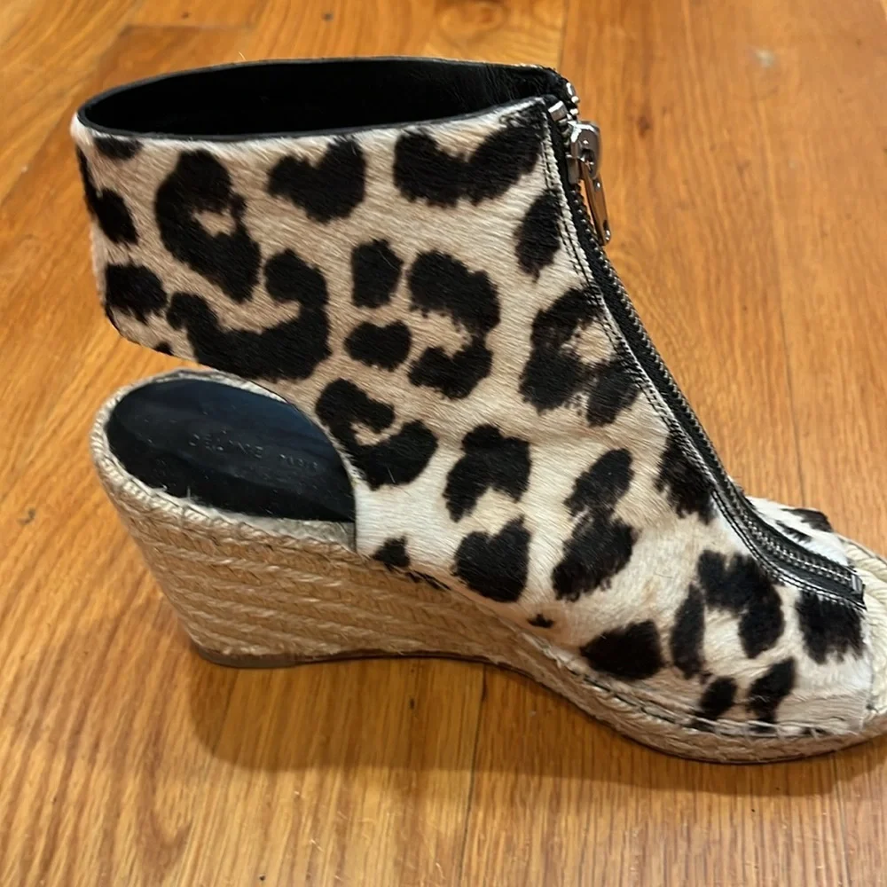 Celine Ponyhair Leopard Print Open Toe Espadrilles Size 6