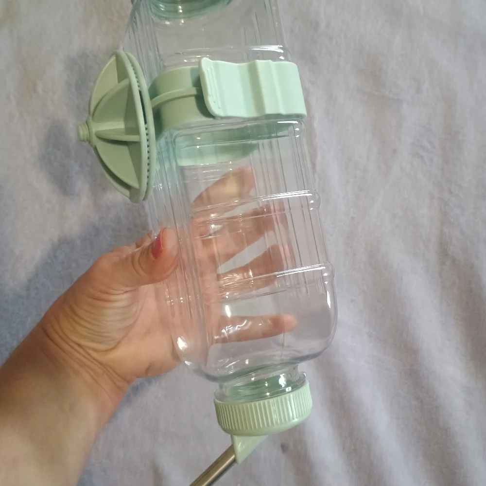 NEW Mint Green Plastic Pet Water Bottle with Straw