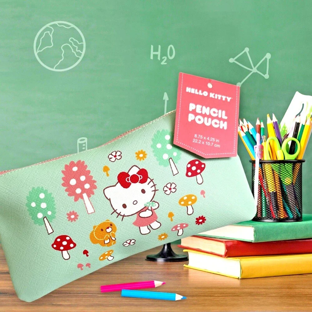 Sanrio Hello‎ Kitty School Zipper Mushroom Pencil Pouch - Mint/8.75x4.25