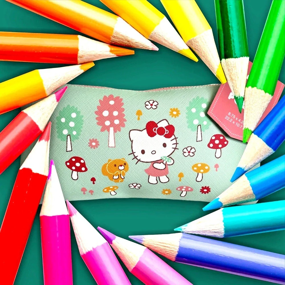 Sanrio Hello‎ Kitty School Zipper Mushroom Pencil Pouch - Mint/8.75x4.25
