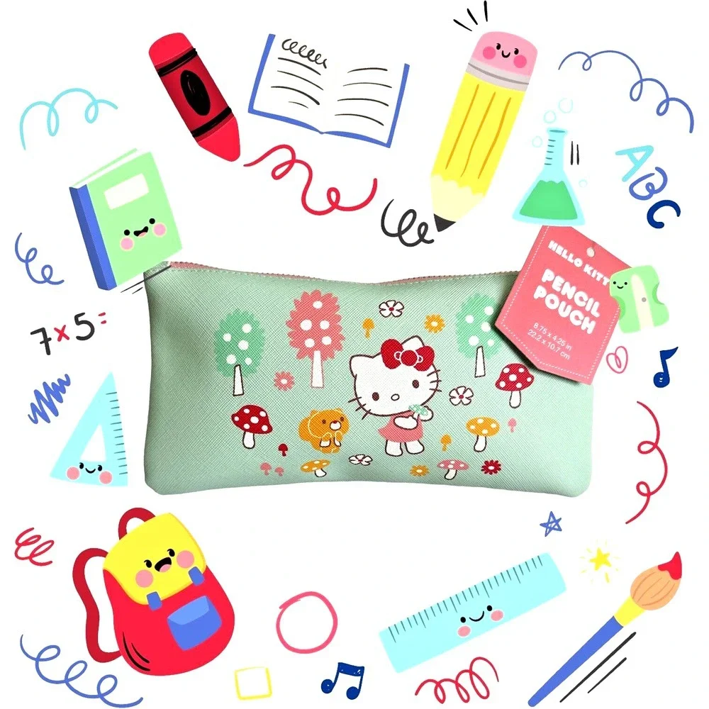 Sanrio Hello‎ Kitty School Zipper Mushroom Pencil Pouch - Mint/8.75x4.25