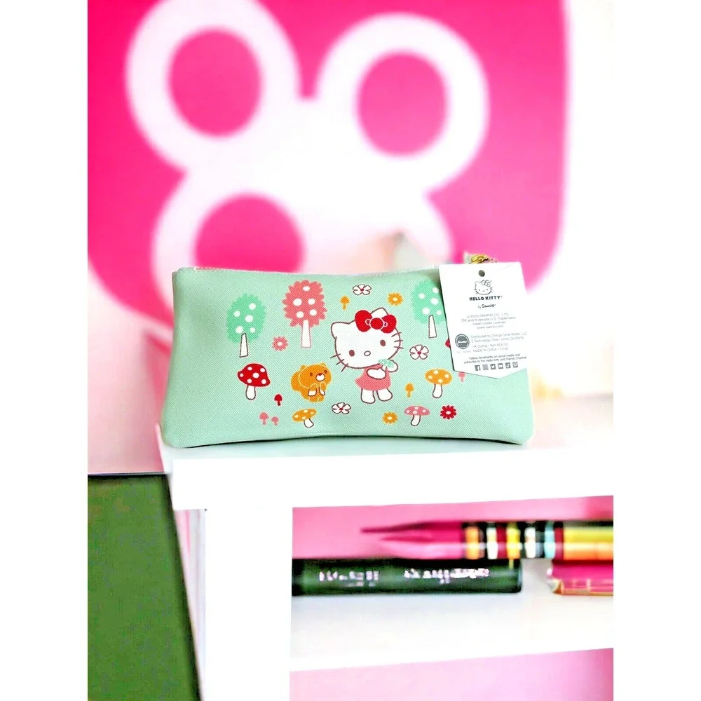 Sanrio Hello‎ Kitty School Zipper Mushroom Pencil Pouch - Mint/8.75x4.25