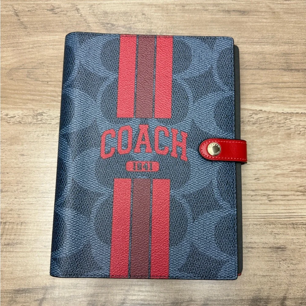 NWT Coach Notebook In Signature Canvas blue/bold red CBL05