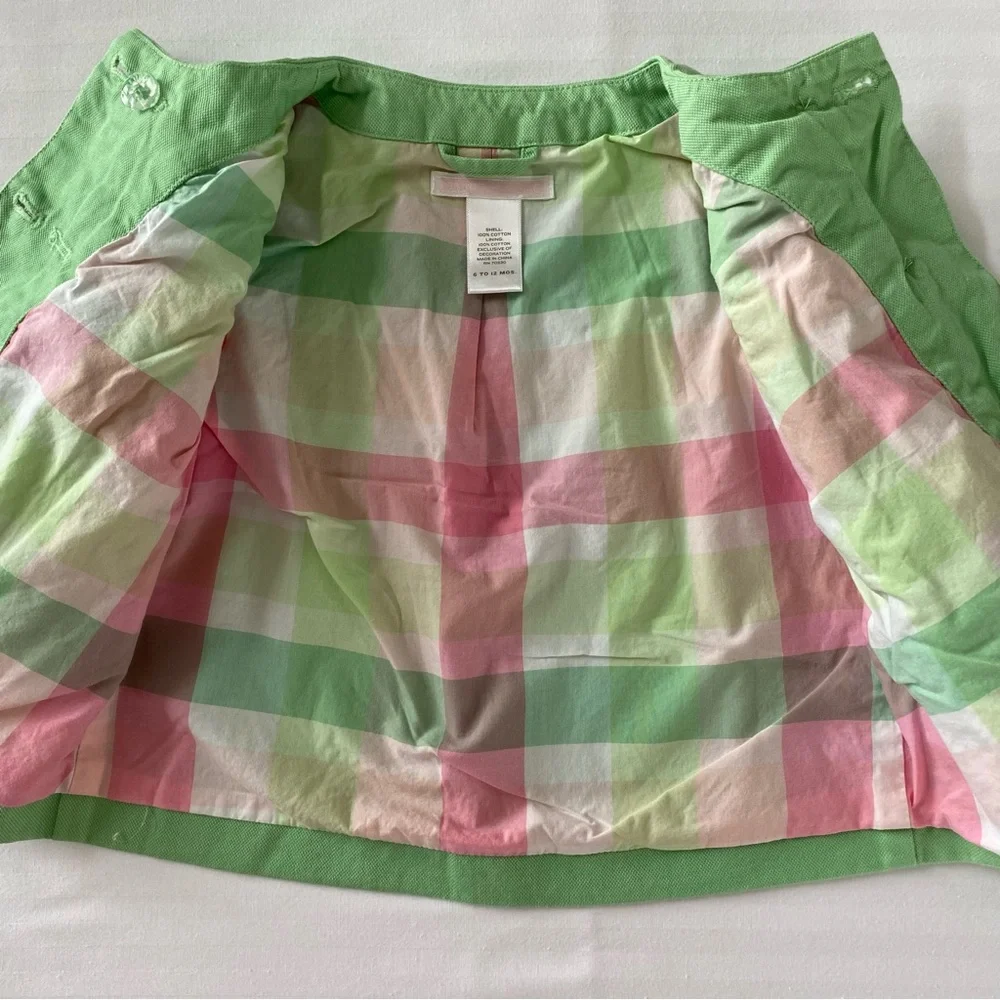 Janie Jack Jacket Size 6 12 Months Green Spring Coat Easter Lined Girls Pockets