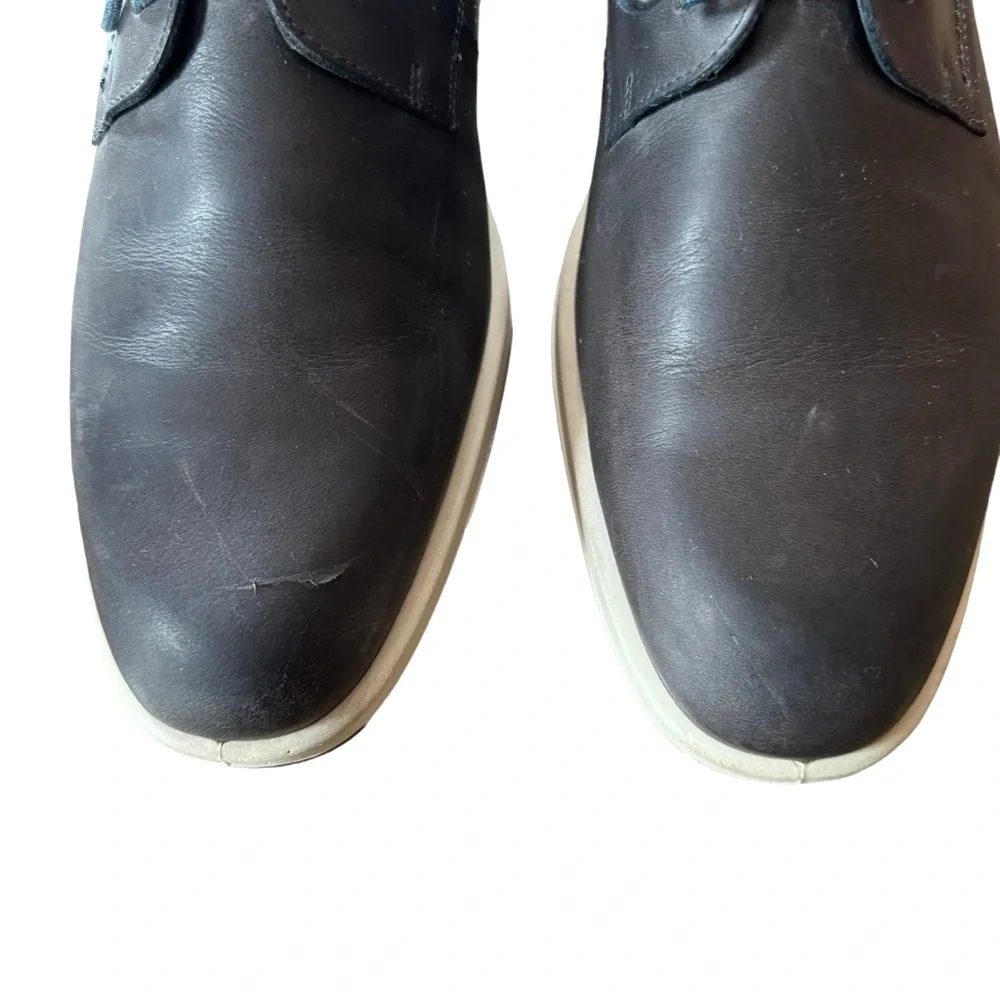 Men’s Ecco Size 44 (US Size 10) Gray Leather Lace Up Oxfords Shoes
