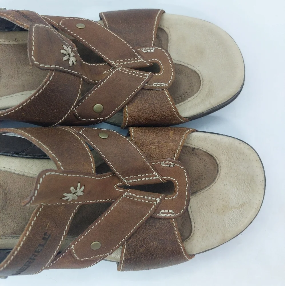 MERRELL Luxe Slide Mink Sandal Womens Sz 6 Brown Slip On Cushioned Comfort Shoes