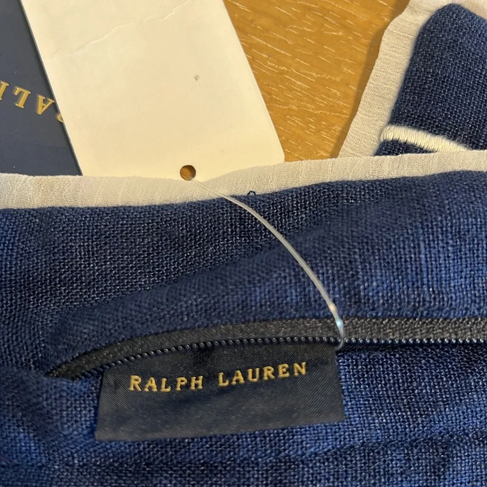 4 Pcs Ralph Lauren Navy and White Floral Embroidered Cushion Cover New