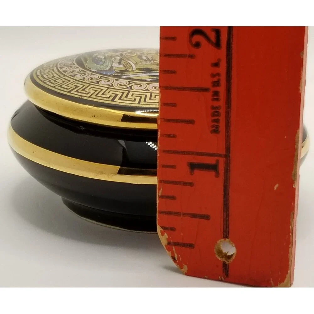 vintage Greek trinket box with a 24K gold design