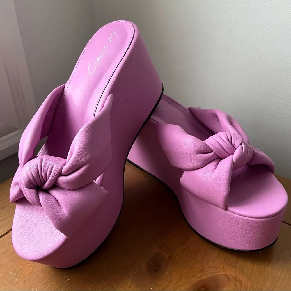 Circus NY Sam Edelman Women’s Grady Wedge Fiji Flower Pink Slide Sandal 8