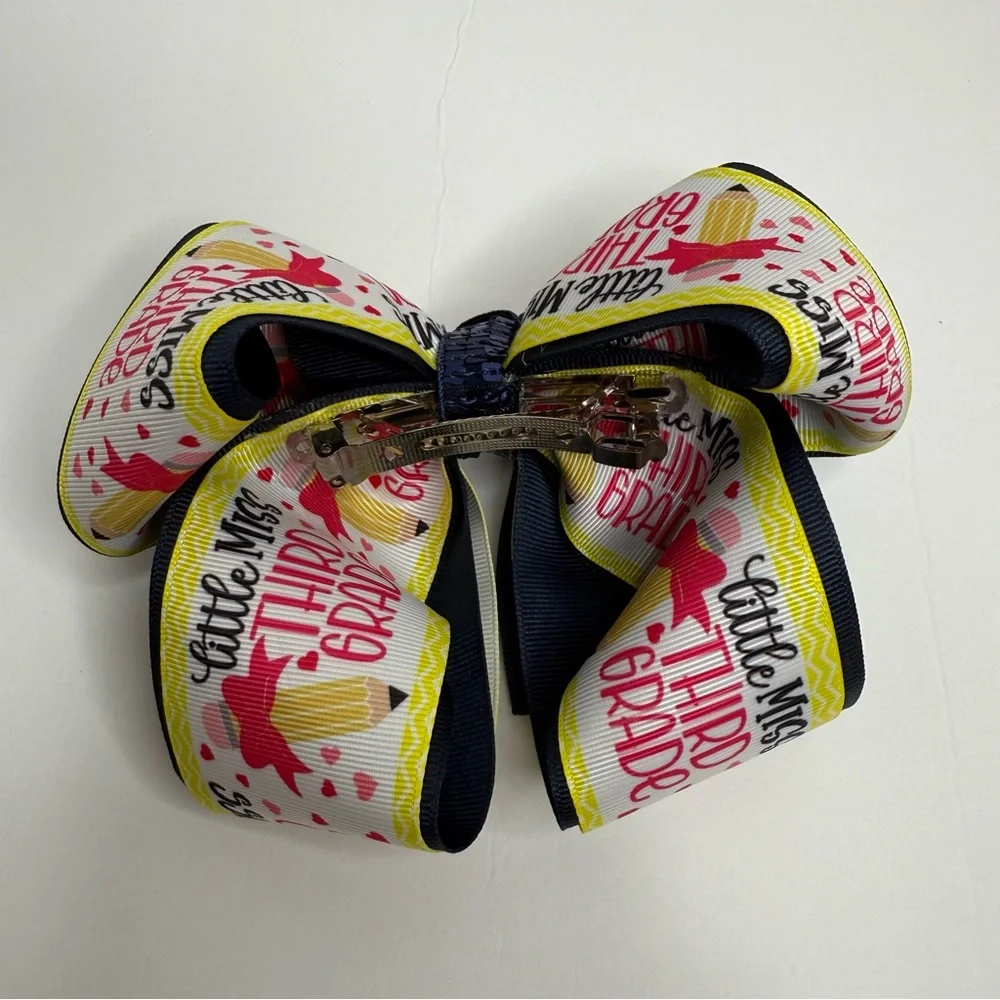 Boutique Handmade Bow Little Miss Third Grade Back to School Pencil Coquette