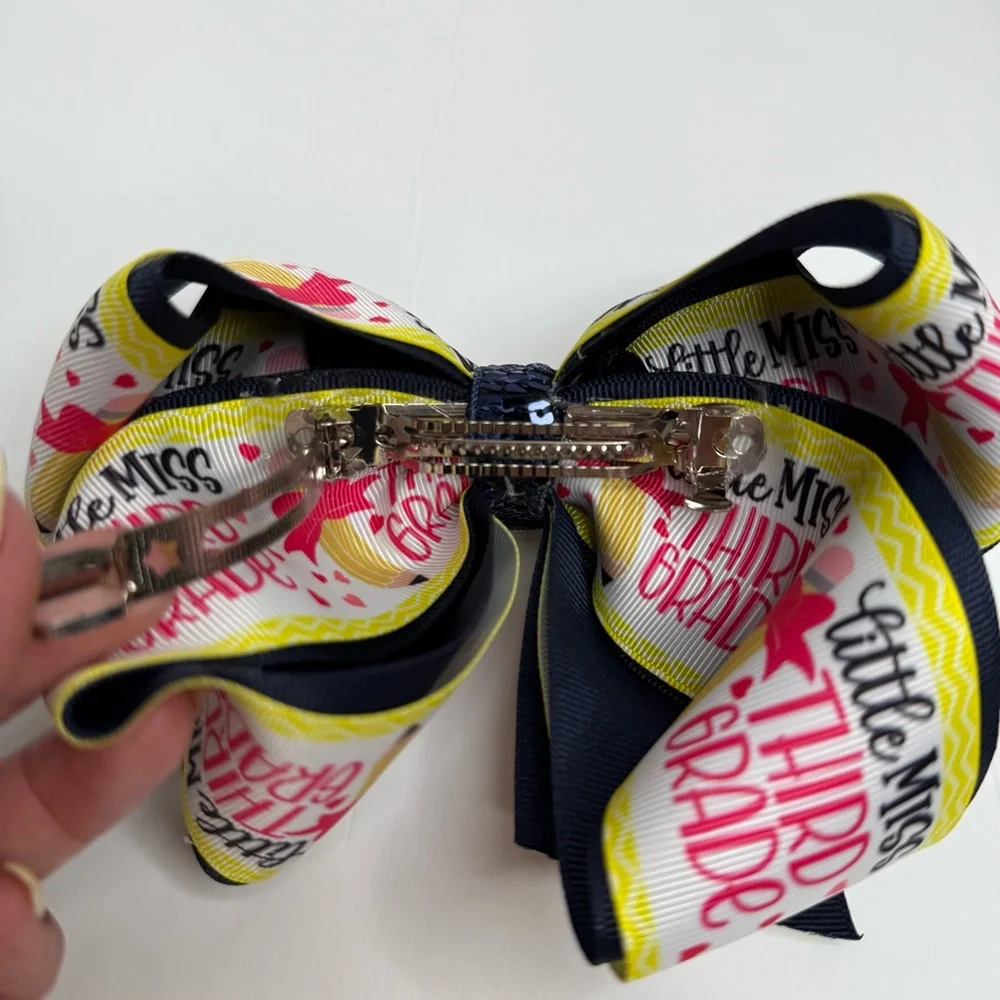 Boutique Handmade Bow Little Miss Third Grade Back to School Pencil Coquette