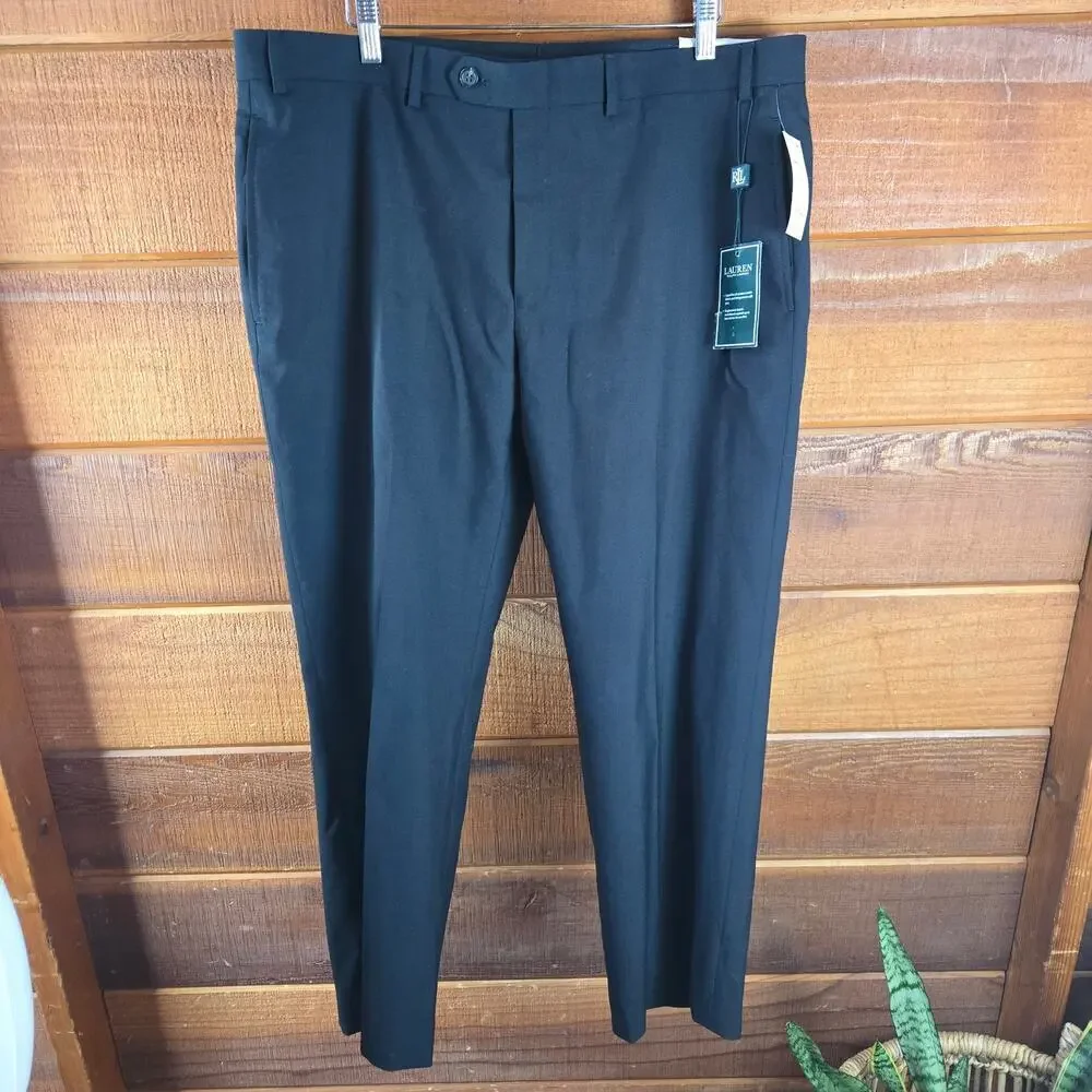 NWT Lauren Ralph Lauren Men's Wool Dress Pants 38W x 30L Black Classic Fit