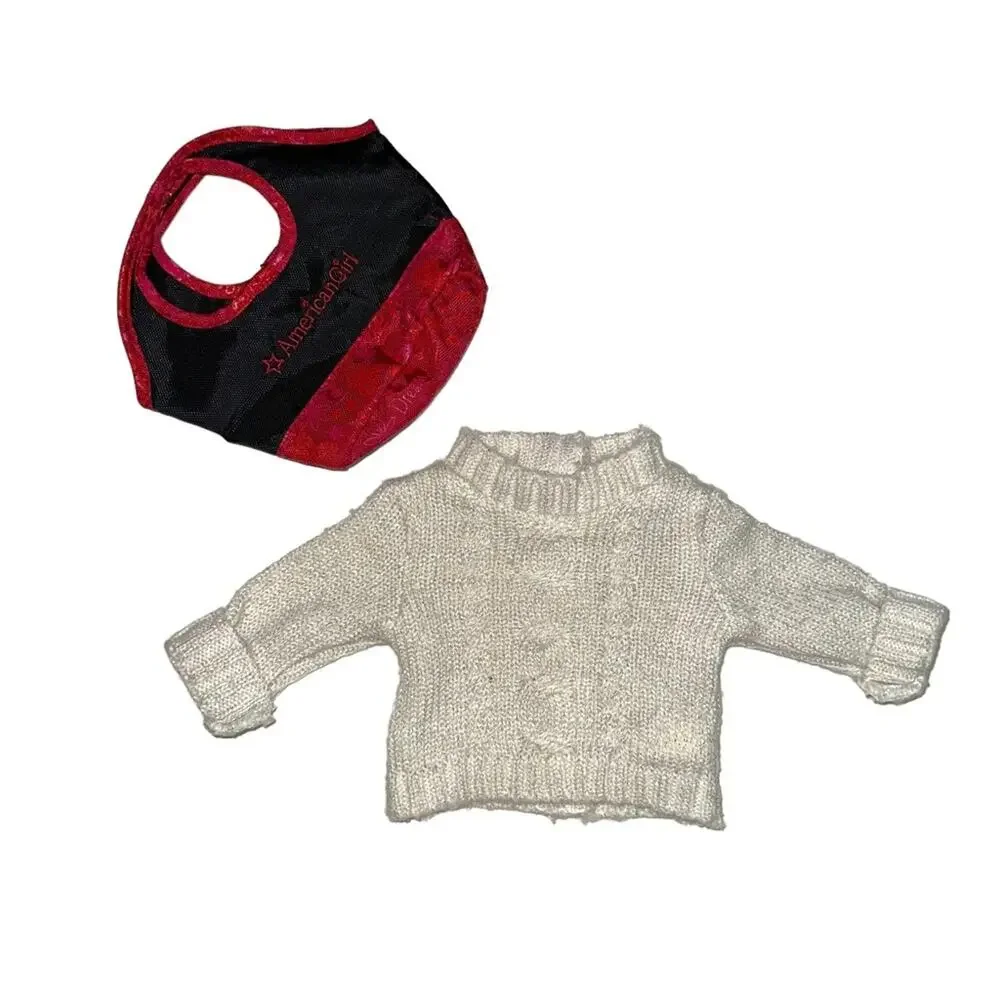 American Girl Doll Cable Knit Sweater And Tote Set