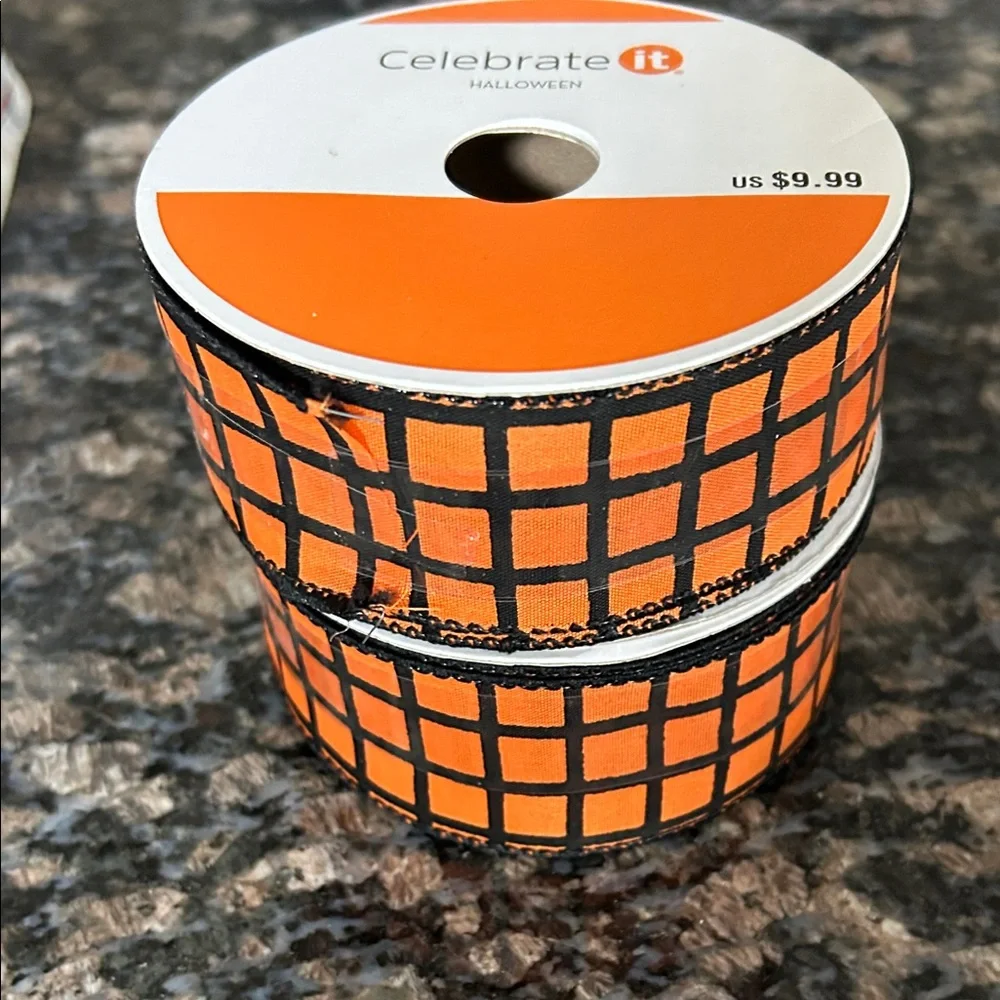 CELEBRATE IT WIRED BLACK & ORANGE RIBBON 1.5