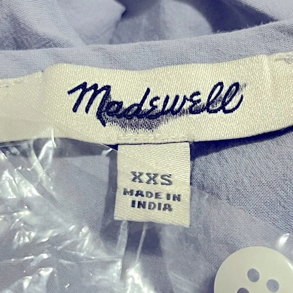 Madewell NWT Embroidered Poplin Puff-Sleeve Cutout Crop Top XXS