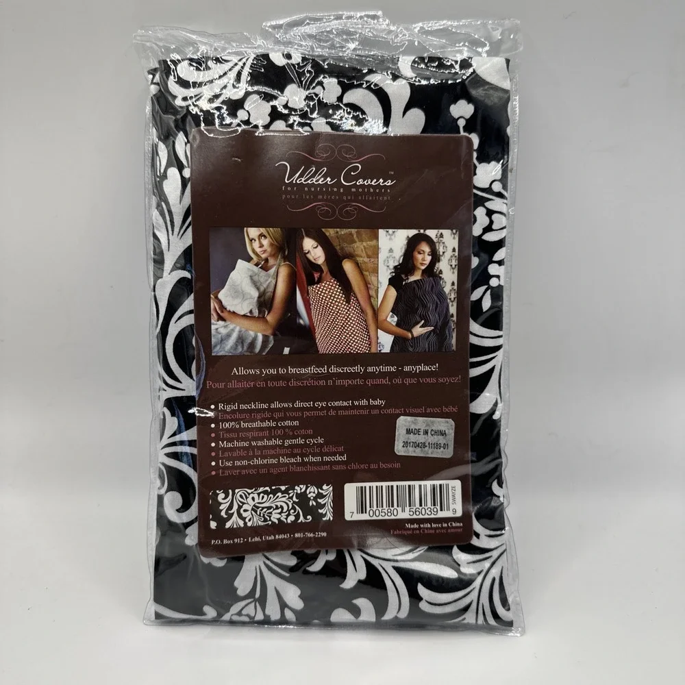 Udder Covers Hooter Hider Nursing Cover Black White Floral Print New In Package