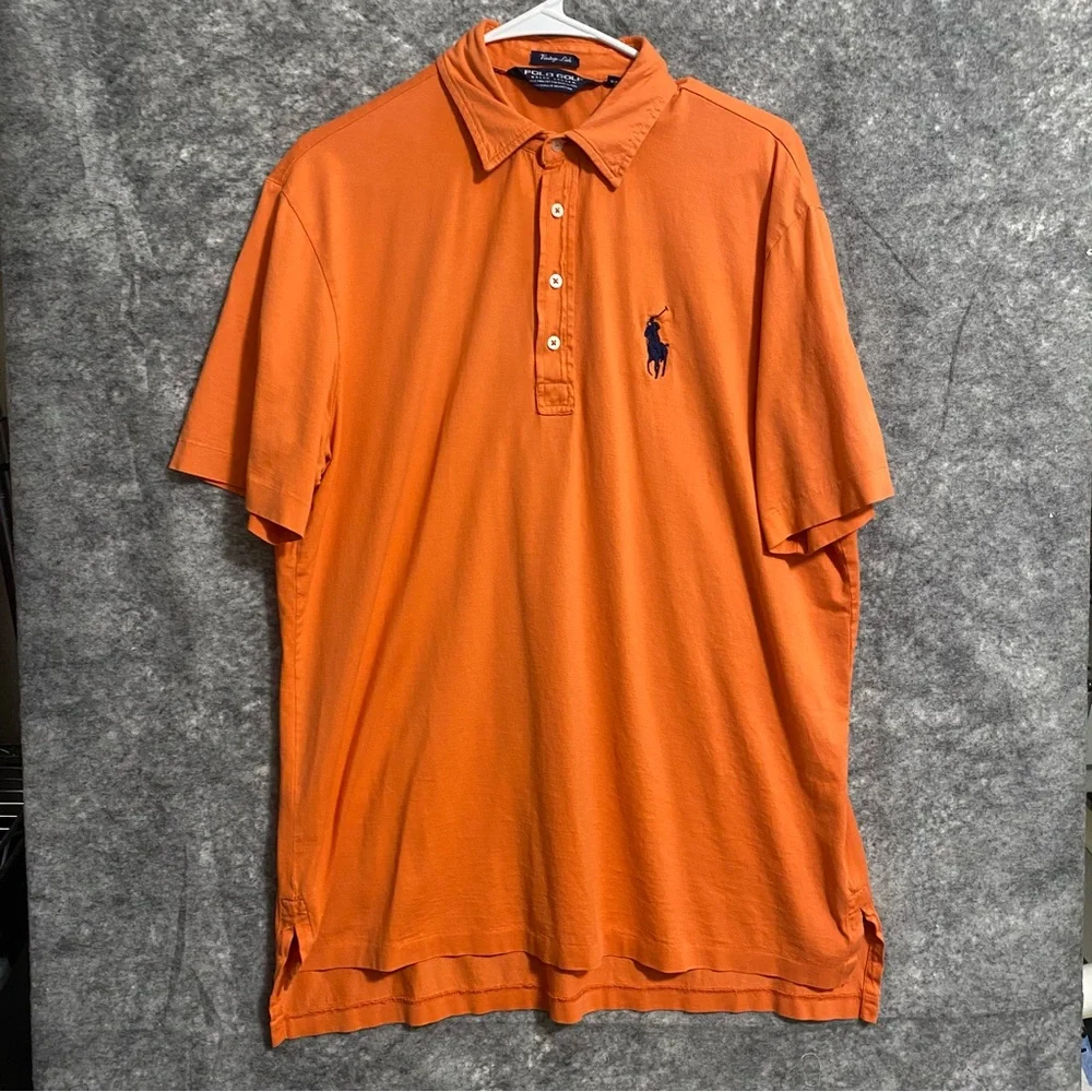Ralph Lauren Polo Golf Mens Shirt Parkland Florida Vintage Lisle Orange Preppy