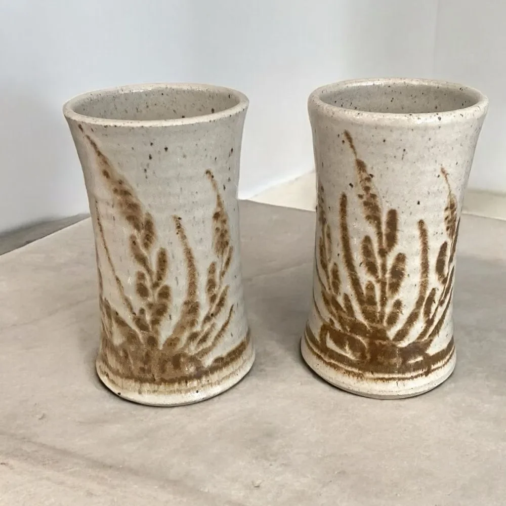 Vintage Stoneware Pottery Marked Tom D 83 - Drinkware Mugs (2)