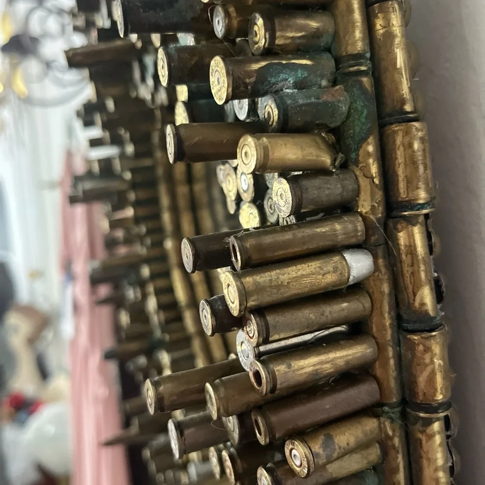Gold Heart-Shaped Bullet Casing Wall Mirror