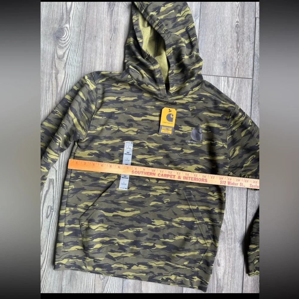 NWT- Carhartt Boys Camo Hoodie Graphic Long Sleeve Sweatshirt Logo Size L 14/16