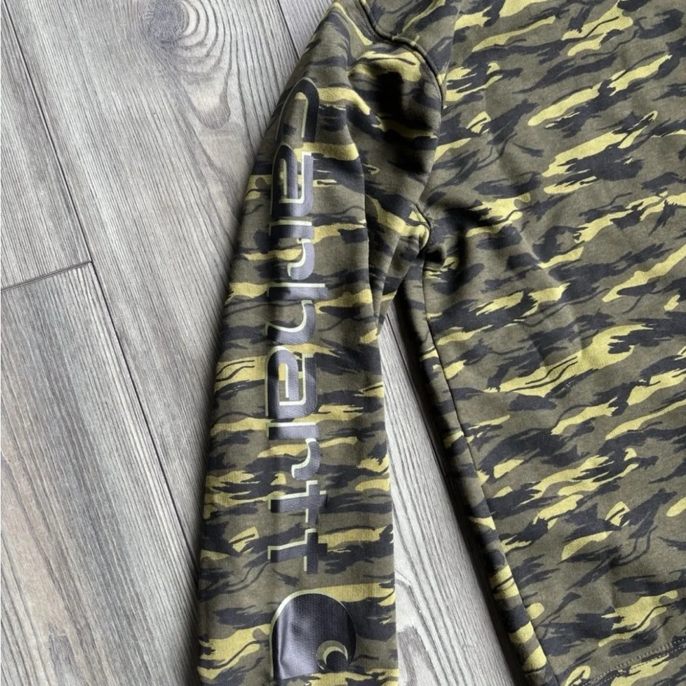 NWT- Carhartt Boys Camo Hoodie Graphic Long Sleeve Sweatshirt Logo Size L 14/16