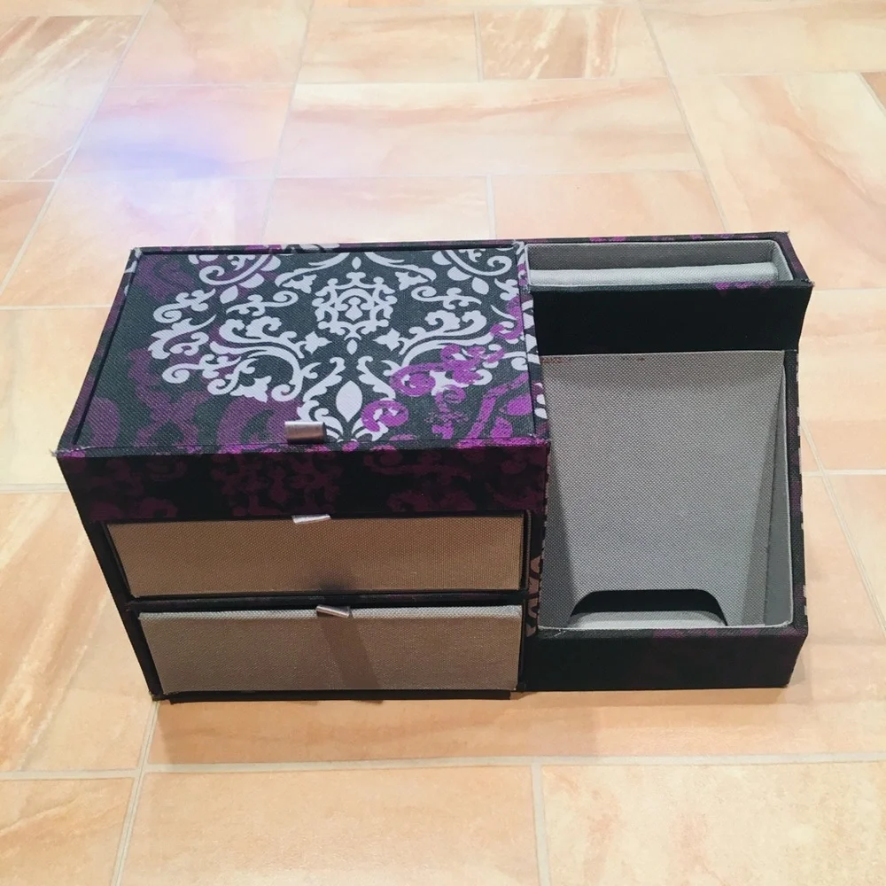 Paisley Fabric Covered Jewelry Organizer Drawers