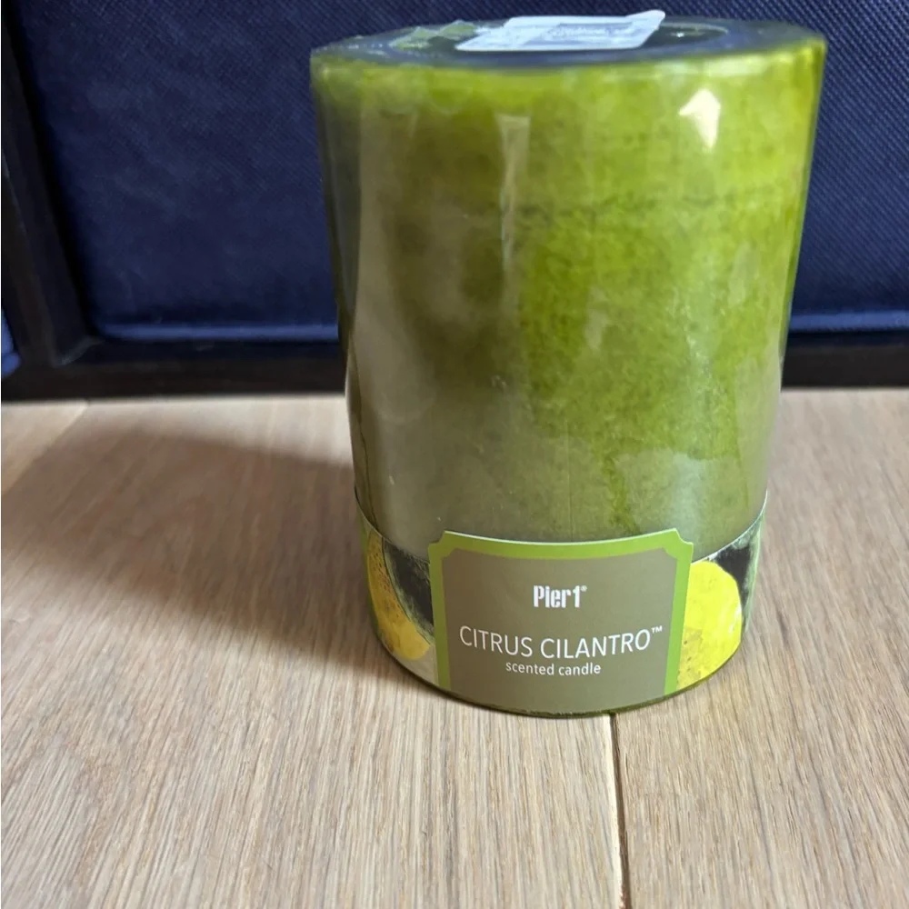Pier 1 Citrus Cilantro Pillar Candle 3