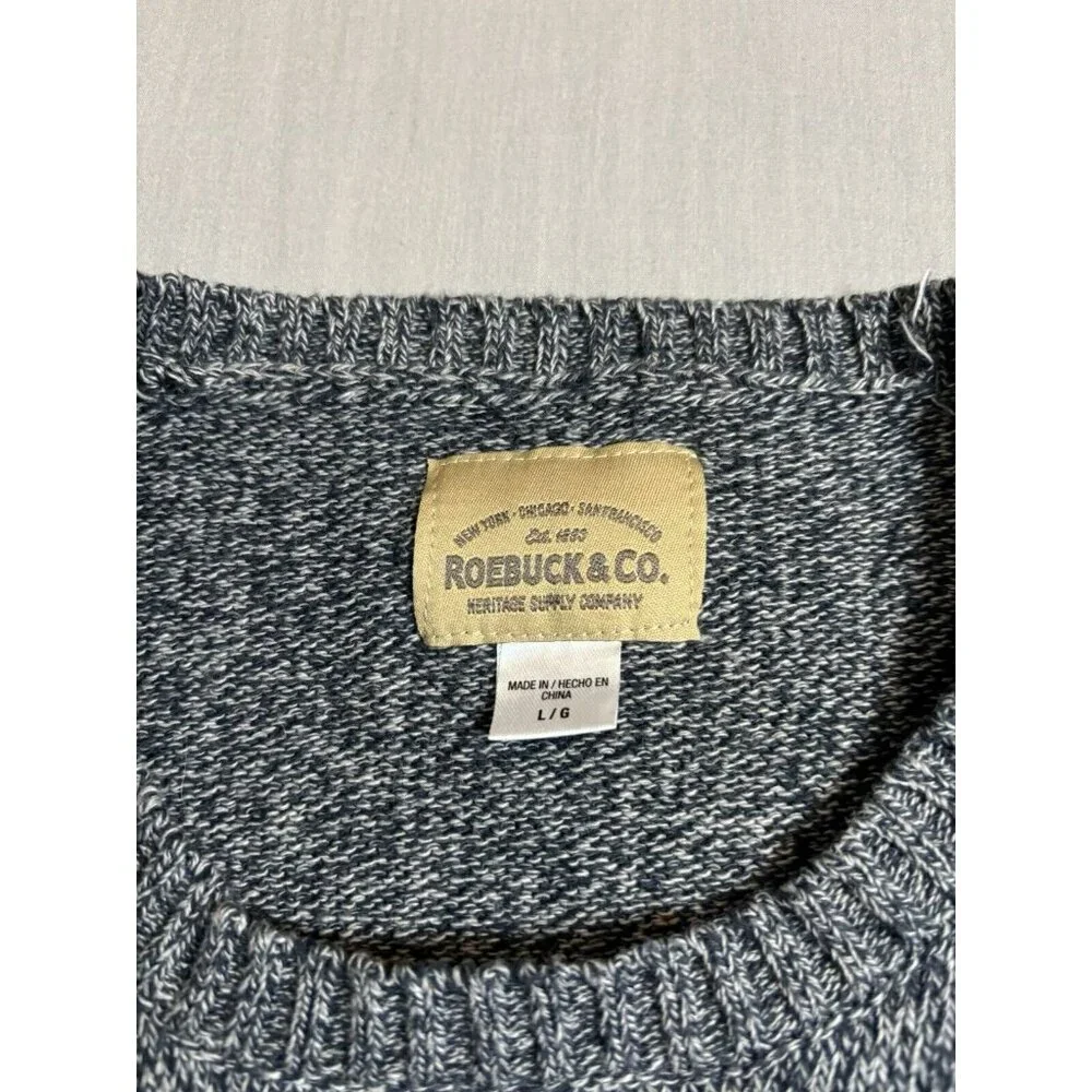 Vintage Sears Roebuck & Co blue Crewneck Holiday sweater red snowflakes Mens L