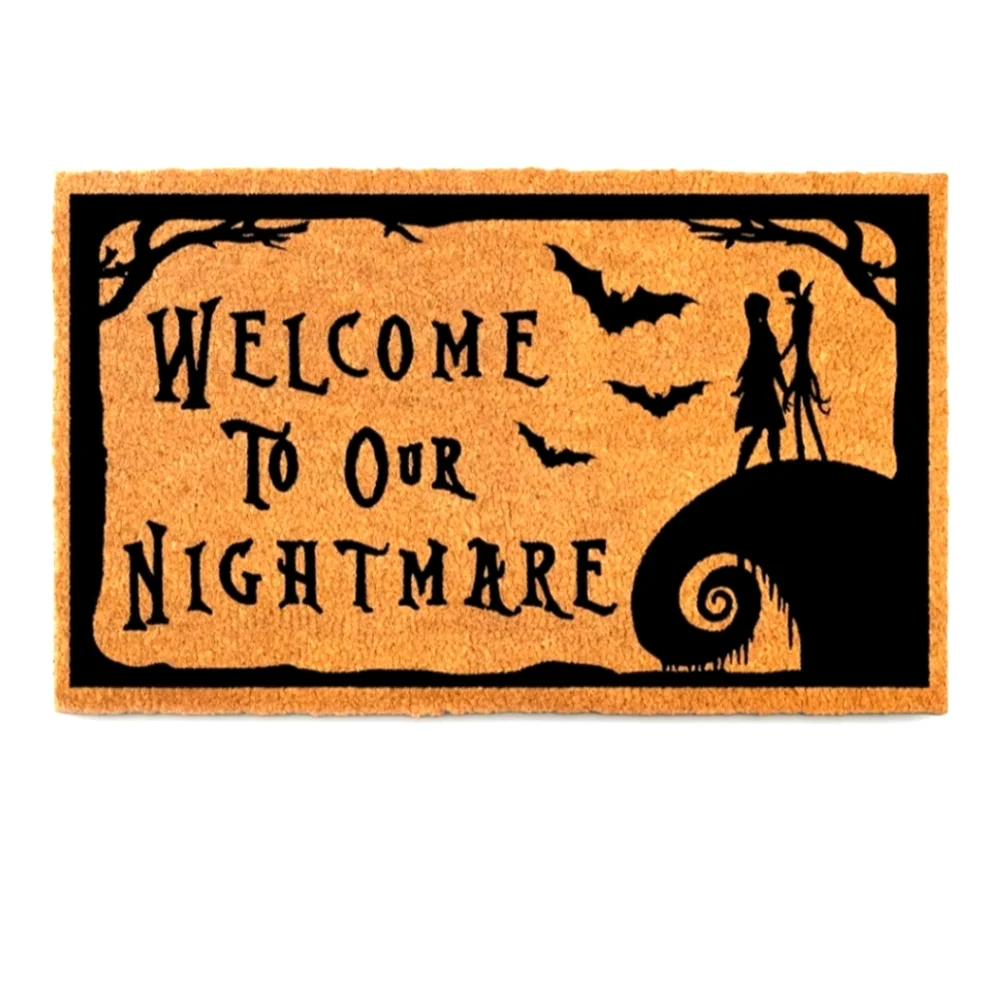 Main Event Halloween Welcome Mat - Nightmare Before Christmas Orange and Black