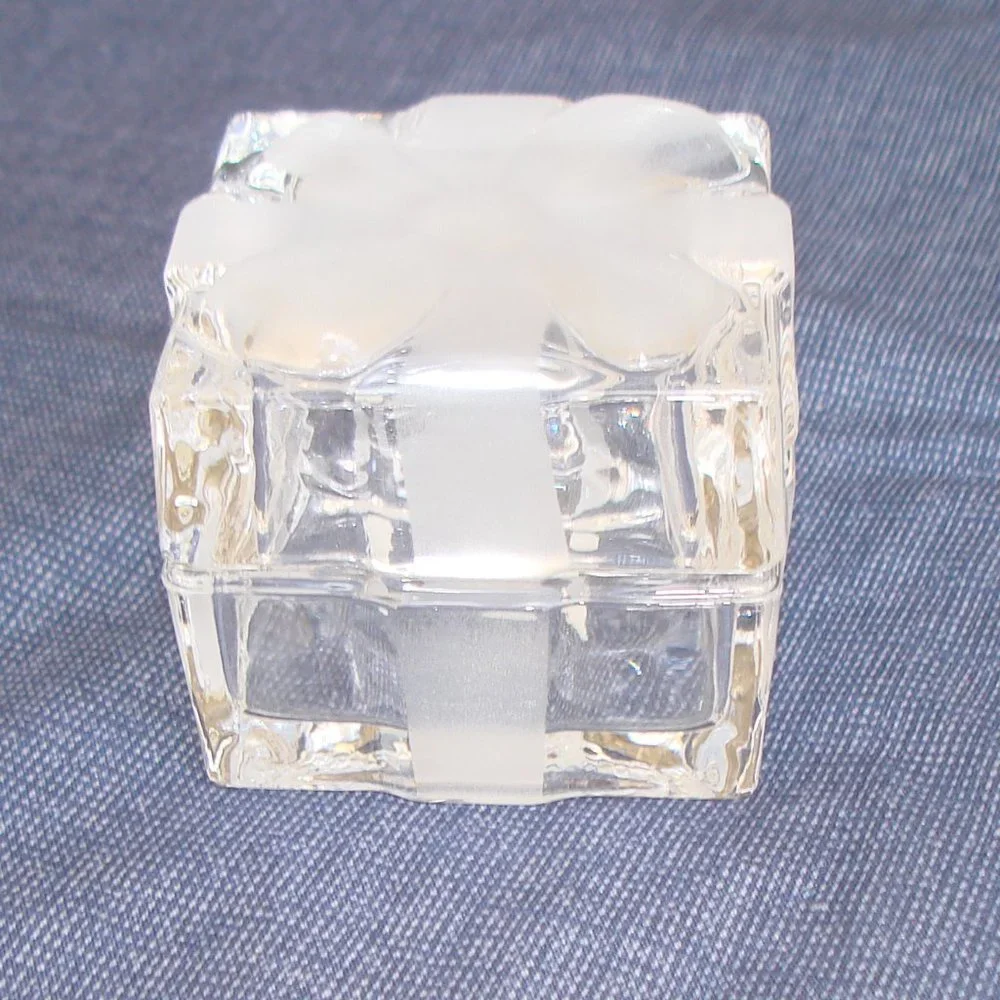 ✨$5 w/ $15+ BUNDLE✨ NEW Fitz & Floyd Frosted Bow Box Glass Crystal Trinket Dish