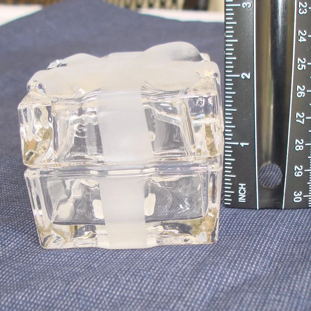 ✨$5 w/ $15+ BUNDLE✨ NEW Fitz & Floyd Frosted Bow Box Glass Crystal Trinket Dish