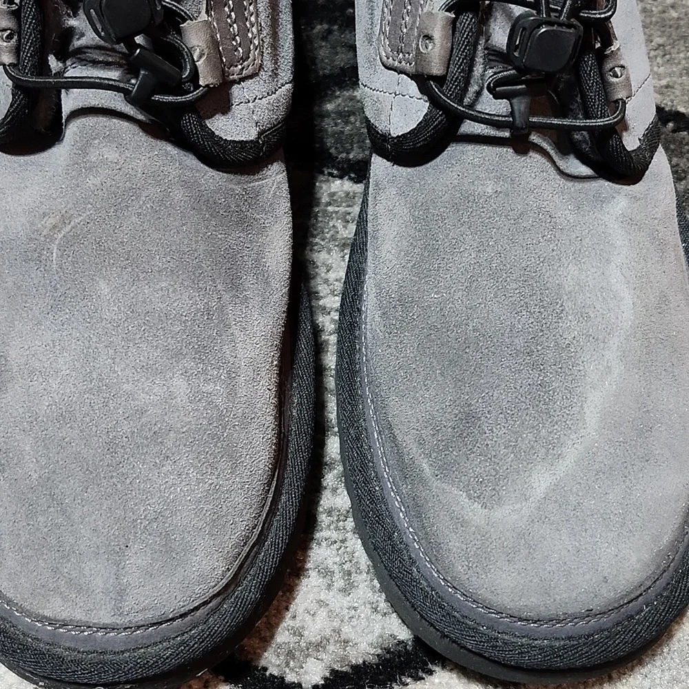 UGG NEUMEL GHILLIE GRAY SUEDE SHEEPSKIN ELASTIC LACES EMBOSSED LOGO SHOES