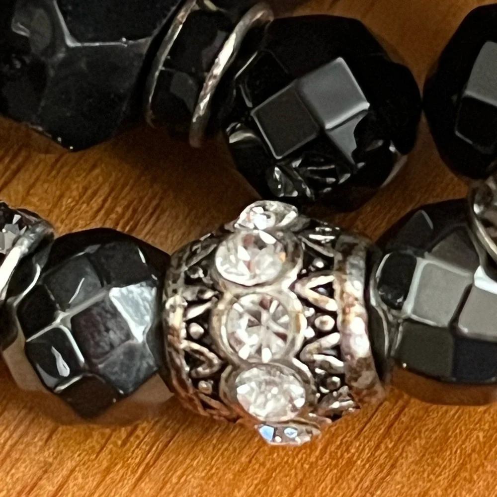 Barb Clawson Designs, Elegant Black Beaded Bracelet Set, NEW