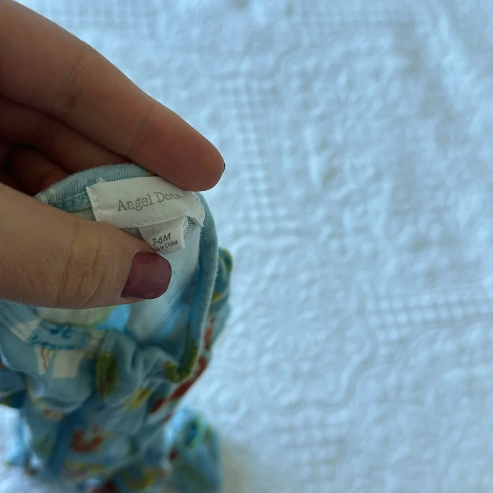 Angel dear footed pajamas size 3-6 months peace unisex boys girls print