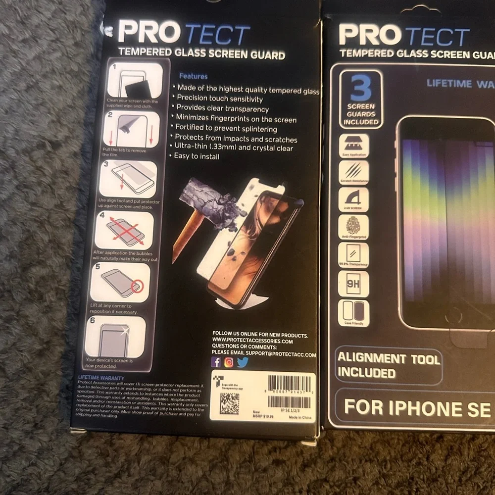 Tempered Glass Screen Protector for iPhone SE 1/2/3 - Black