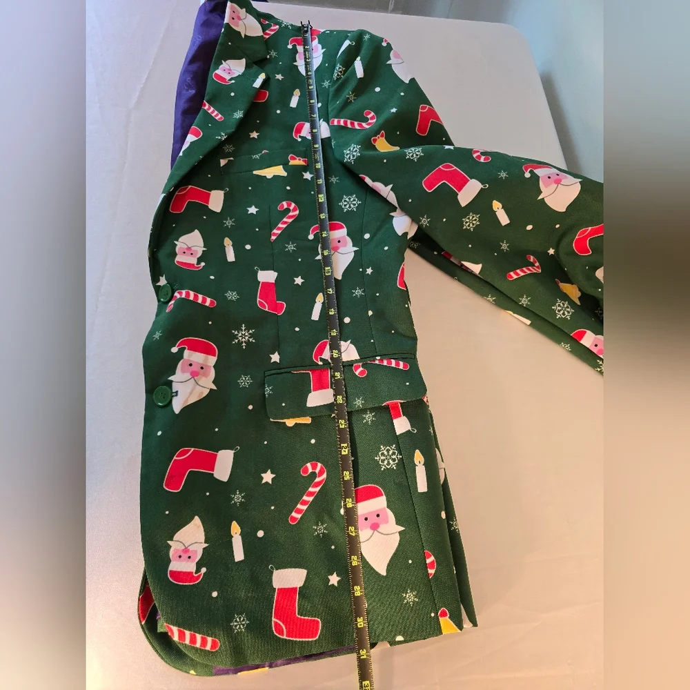 OppoSuits Green Santa Print Blazer