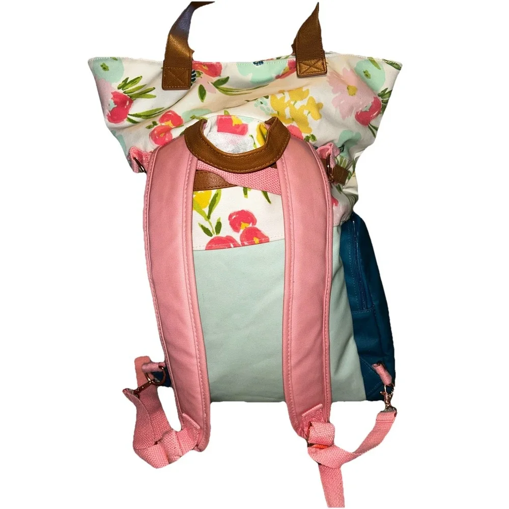 Cloud Island Fold Over Convertible Backpack Diaper Bag Floral Print