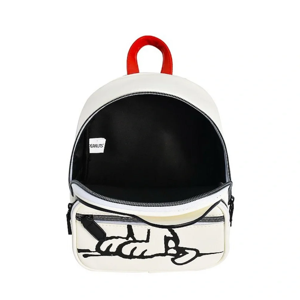 New Peanuts Snoopy Red Collar Backpack - White and Black