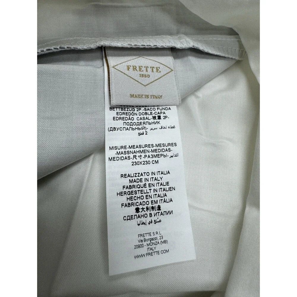 Frette Queen Bold Duvet Cover , Milk/Slate Grey , 100% Cotton, Made In Italy