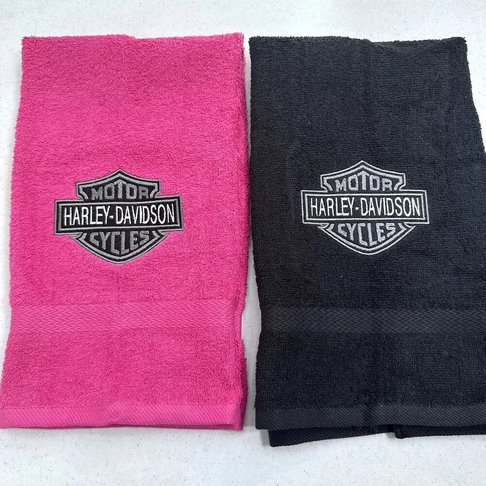 Harley Davidson Towels Embroidered Hand Towel Set Black Pink Bathroom Decor