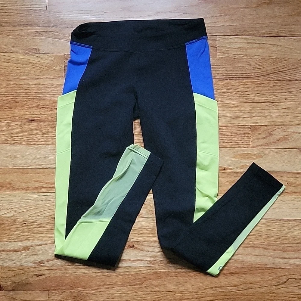 ALO Leggings Tricolor Leggings Women's Sz Sm Mesh Panel Activewear Yoga Workout