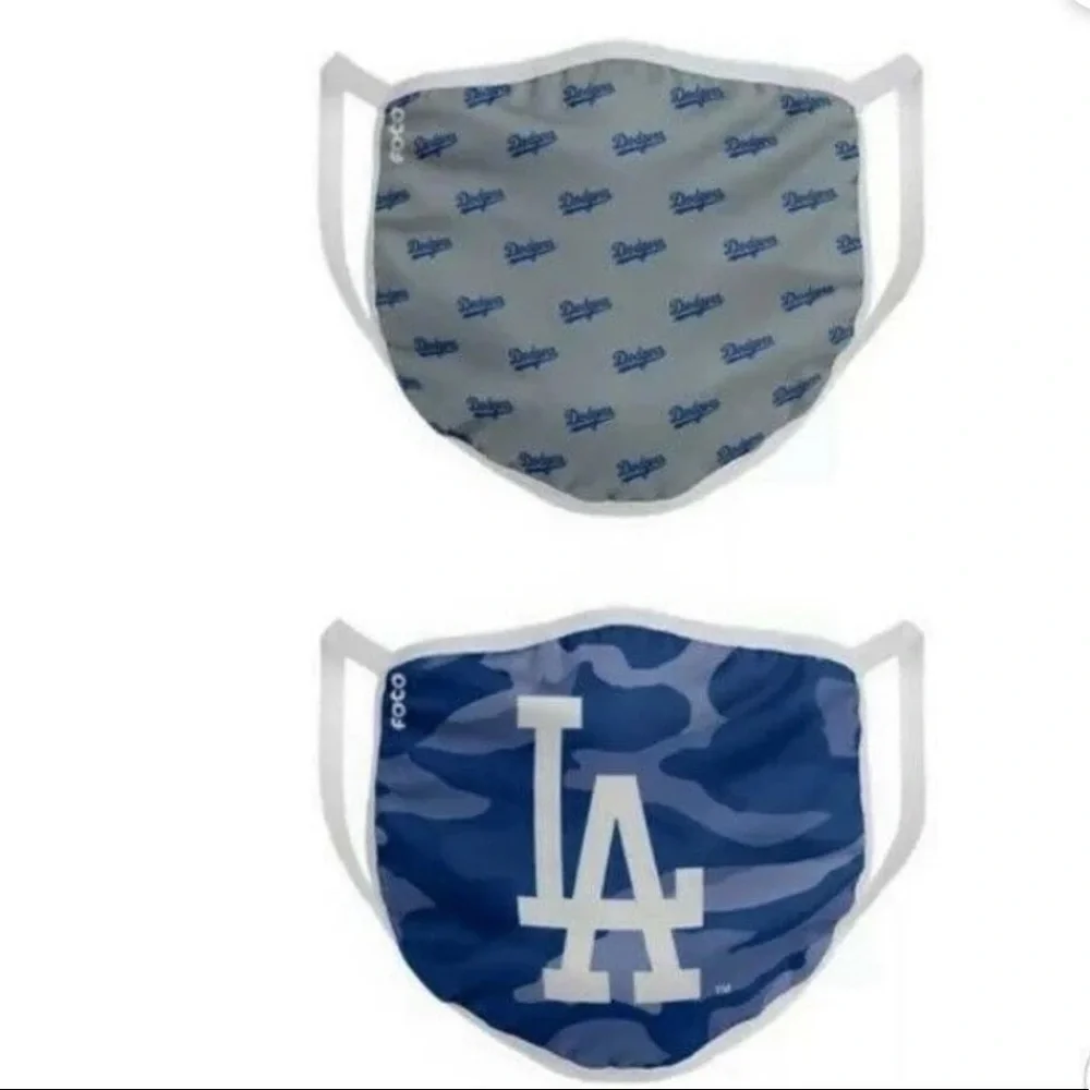 FOCO Los Angeles LA DODGERS 2 PACK,ADULT FACE MASKS MLB NEW IN PACKAGE