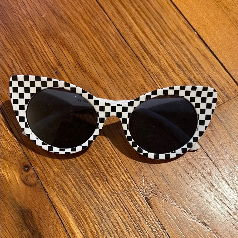 Source Unknown Black and White Checkered Kids Sunglasses